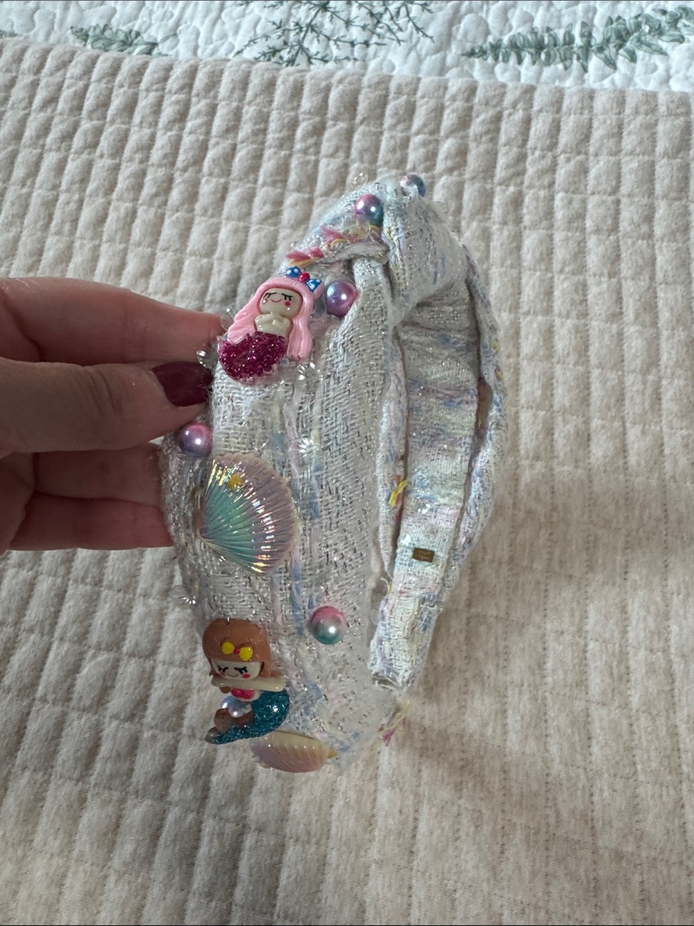 Iridescent Mermaid-Themed Kids Headband with Pink Accents